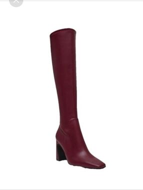 Steve Madden LaMARCA-WC Women's Wide Calf Burgundy Knee-High Block Heel Boots